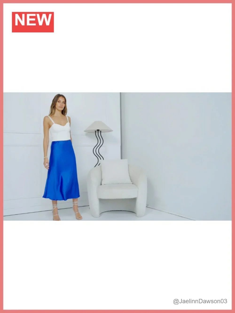 Satin Flowy Midi A-Line Skirt High Waist Ruffle Hem Elastic